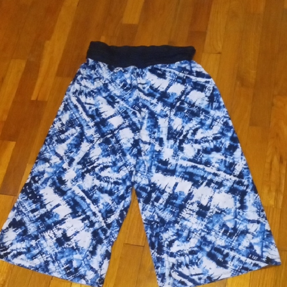 Med blue white Gaucho pants, French Laundry